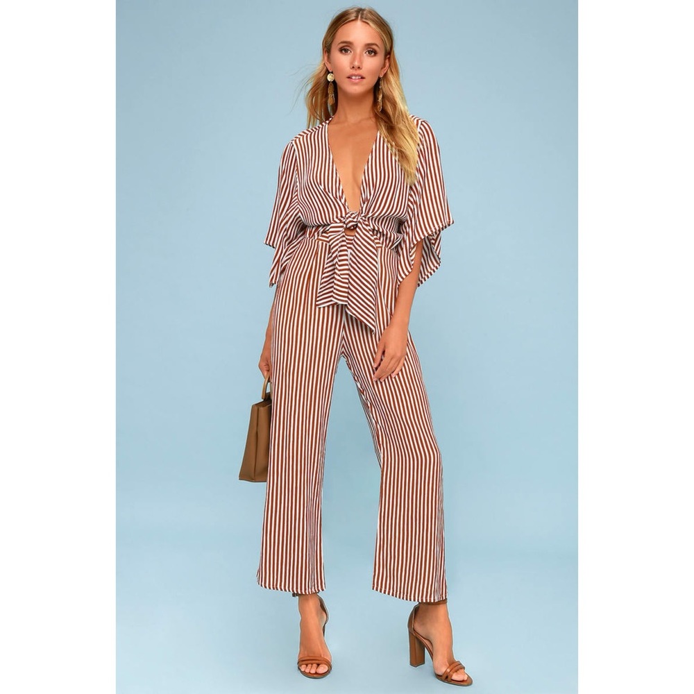 Faithfull the Brand Tilos Striped Tie-Front Jumpsuit